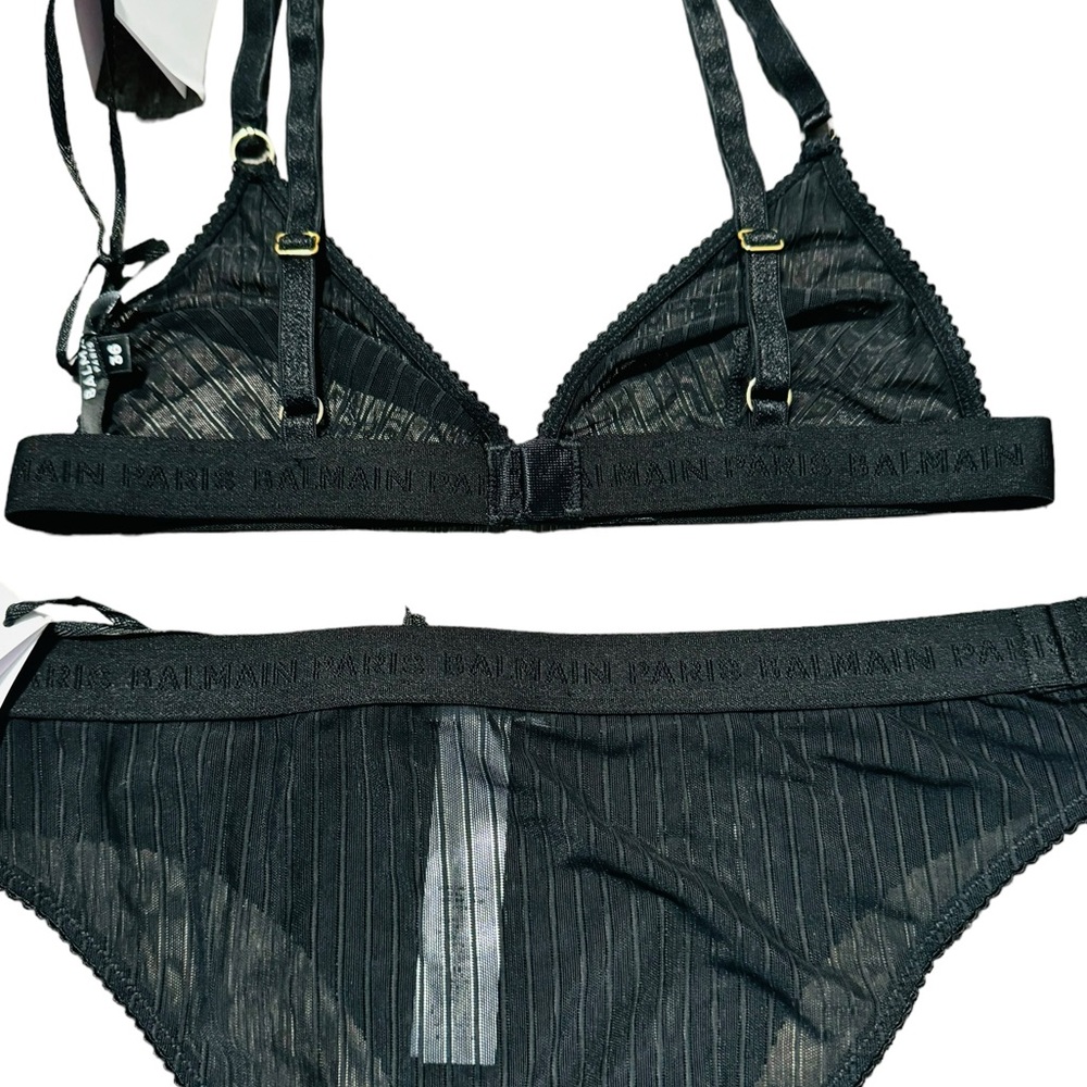 BALMAIN***Black Tulle Bra & Underwear Logo SET***$485 - Picture 6 of 6